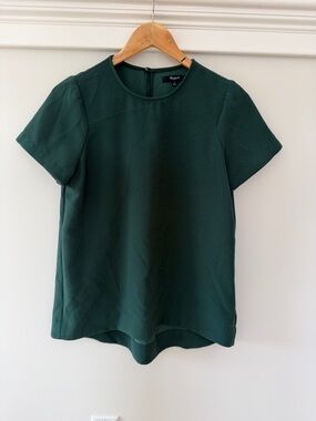 Madewell Forest Green Textured Short Sleeve Top